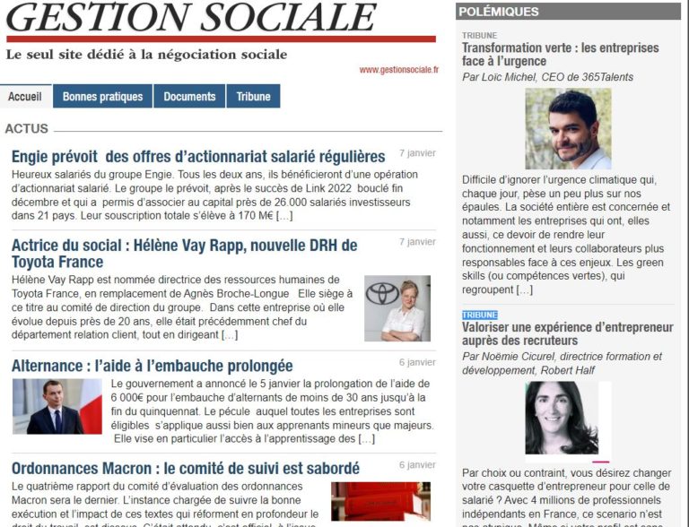 Gestionsociale.fr : Un site d'information  sociale et une place de marché en santé au travail à portée de main