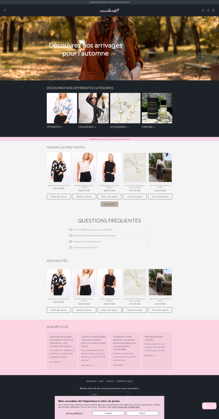 Coeur2Mode.fr - Site de vêtements pour femmes en ligne