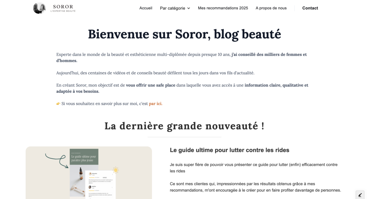Soror.io - Beautés - Site d'affiliation à relancer
