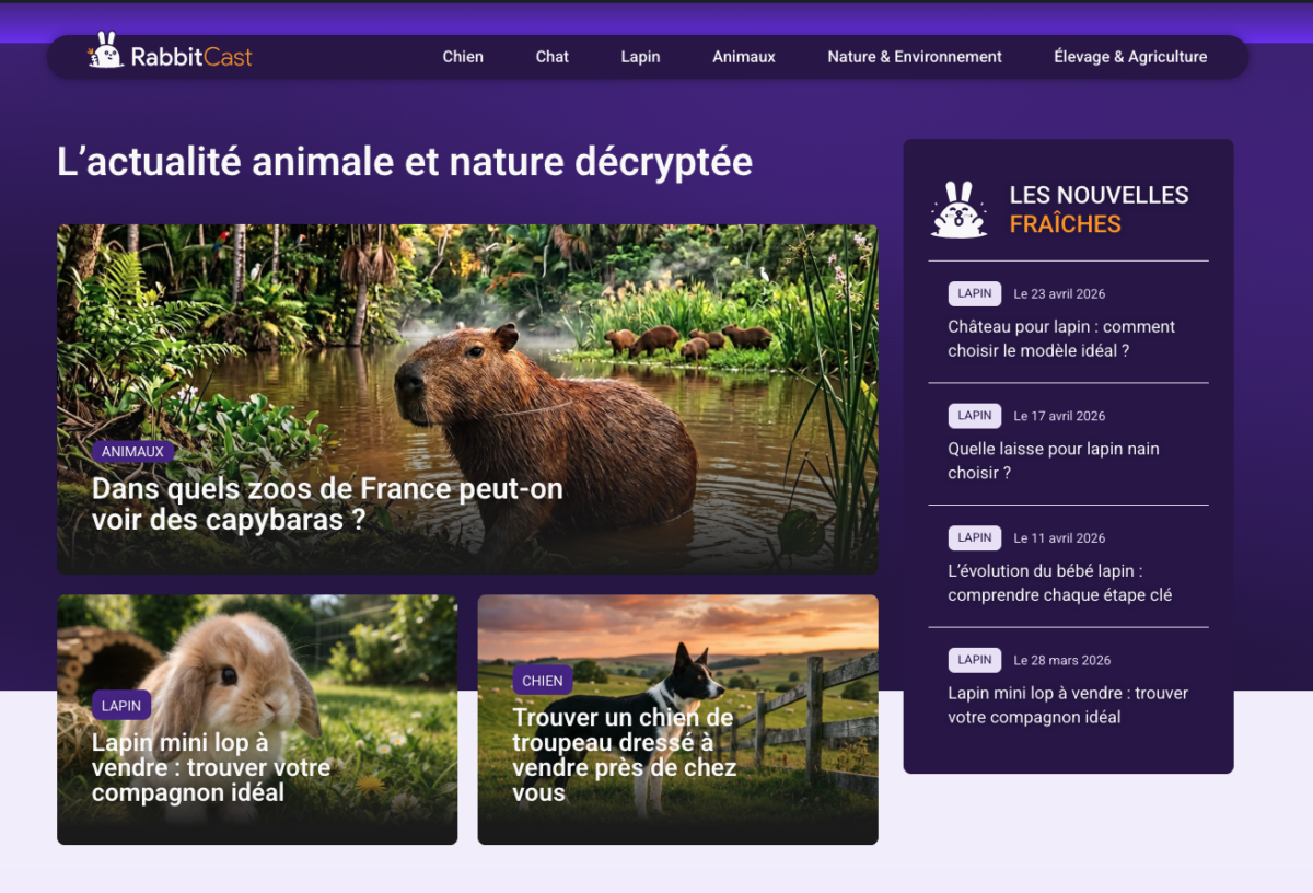 RabbitCast.fr - 161 Domaines référents - 41 de TrustFlow - Webdesign tendance et bon UX design