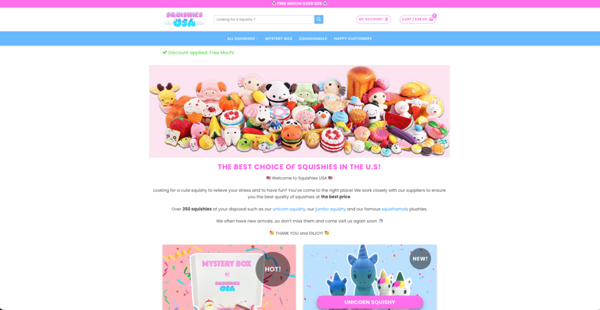 Squishies-USA.com - Site e-commerce rentable SEO – Squishies USA – Dropshipping automatisé – 900€