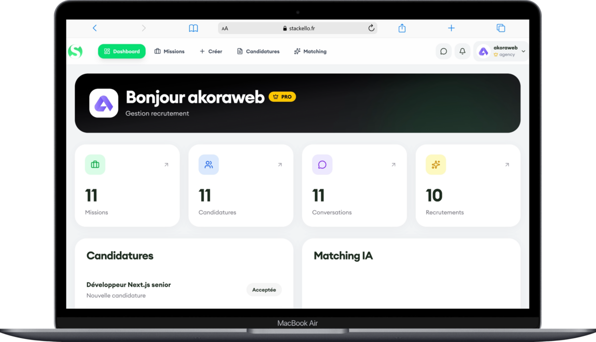 Stackello.fr - Plateforme de mise en relaciton entre développeurs freelances et agences web