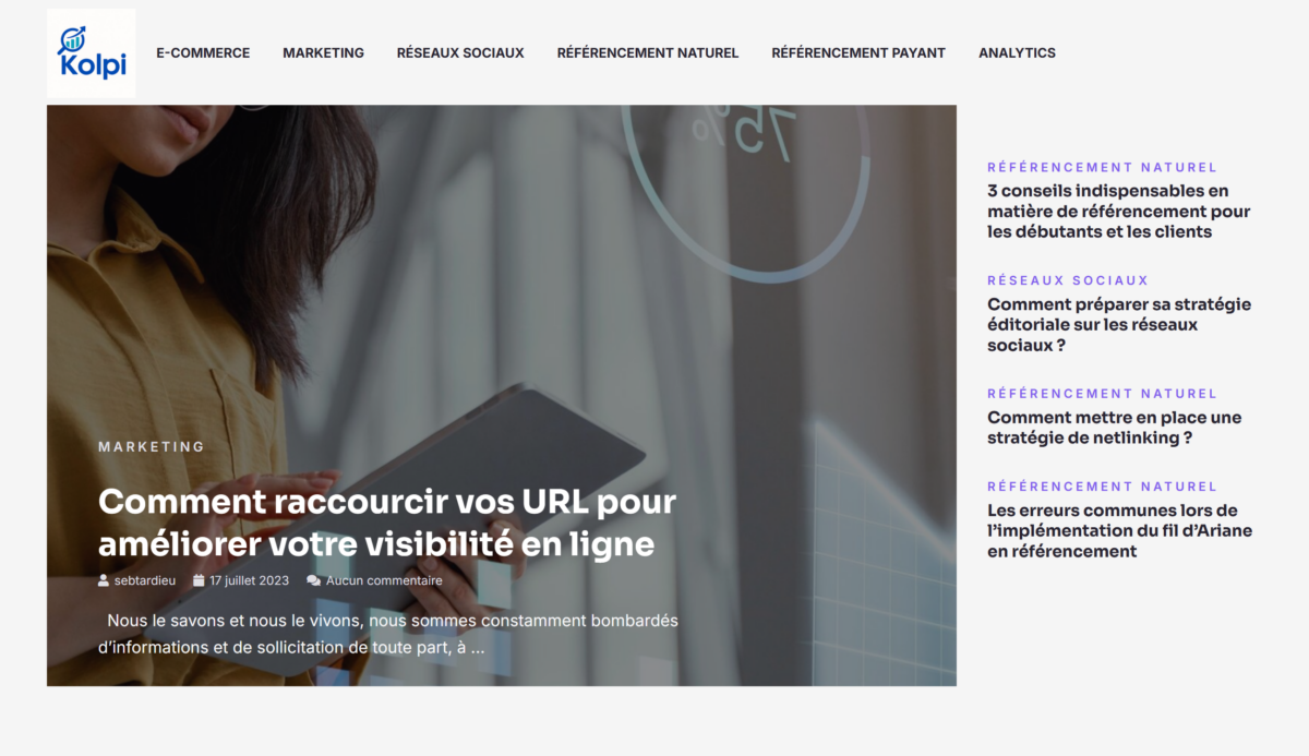 Kolpi.fr - Blog Webmarketing & SEO – 35 articles 100% humains (Zéro IA) – Fort potentiel PBN / Money Site