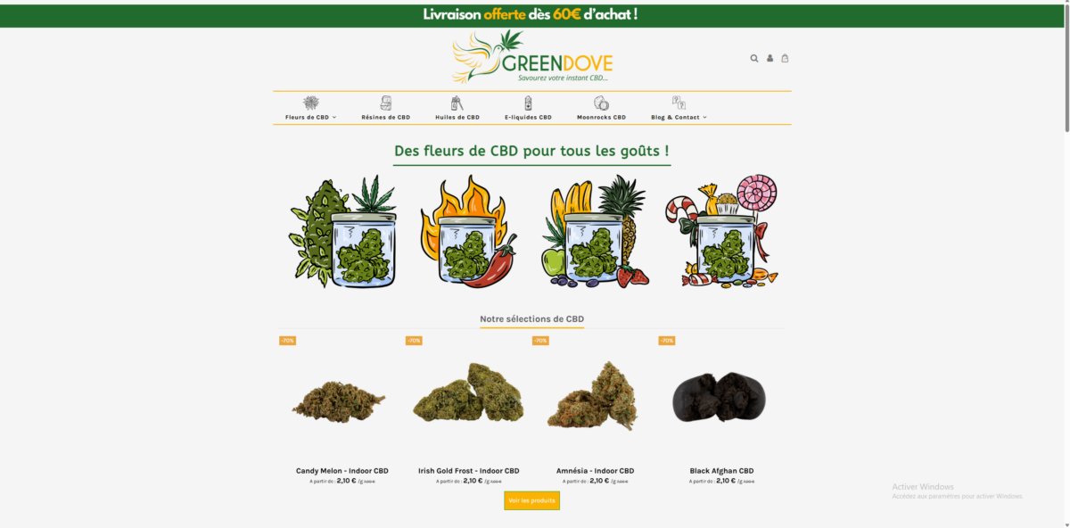 GreenDove.fr - Boutique E-commerce CBD Clés en Main - Fort trafic et gros potentiel de croissance