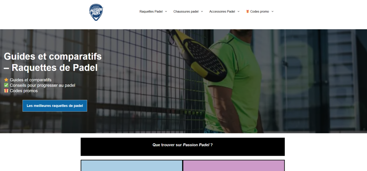 Passion-Padel.com - 100% SEO site de niche à potentiel