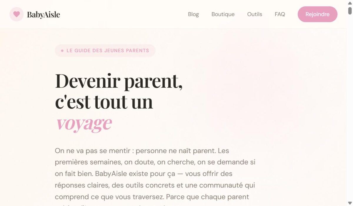 BabyAisle.fr - Site de contenu Puericulture / Bebe - profil SEO etabli