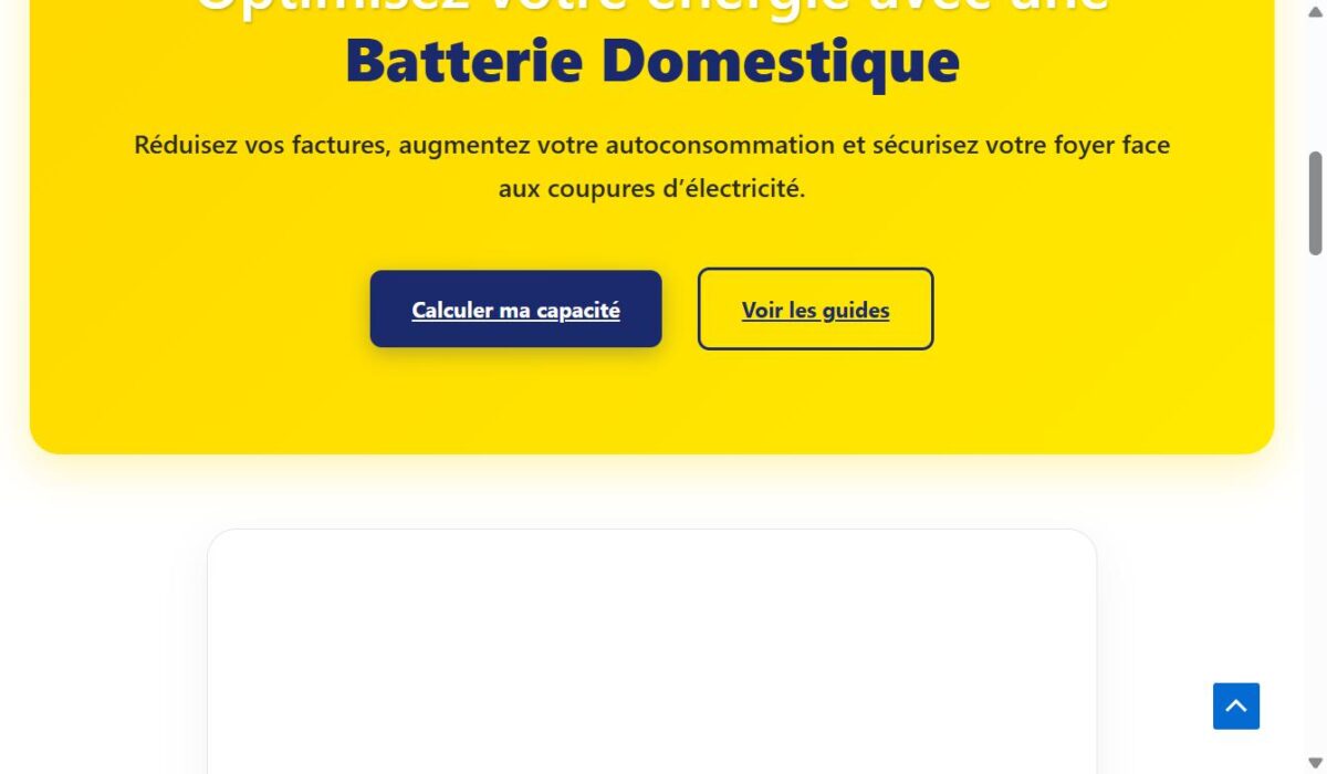 Batterie-Domestique.net - Site de contenu Energie / Batteries domestiques - profil SEO etabli