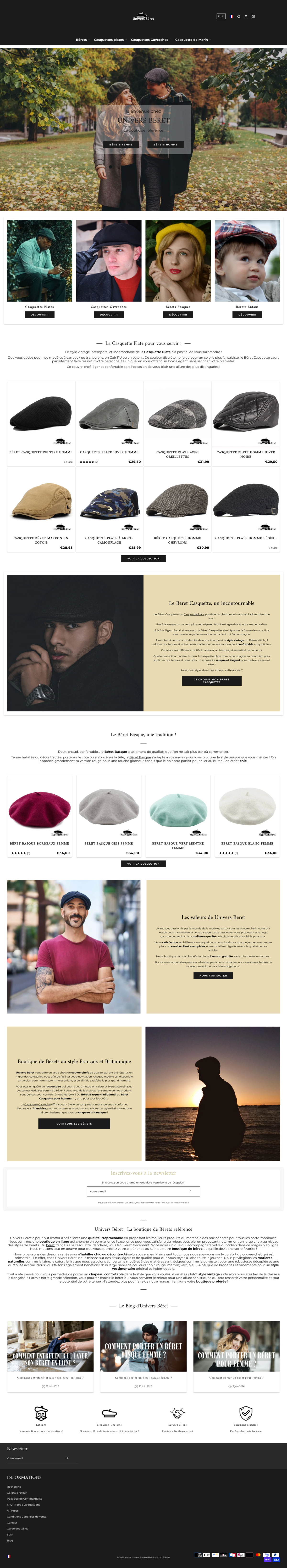 Univers-Beret.com — E-commerce niche bérets & casquettes — 100% organique - 6 200 clics/an en croissance